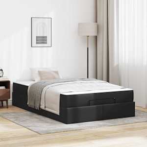 Posteljni okvir z vzmetnico z vzmetnico 2 pcs Črna PVC