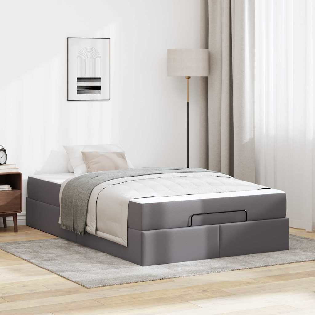 vidaXL Bettgestell mit Matratze Grau 120 x 190 cm Kunstleder