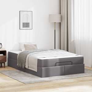 Posteljni okvir z vzmetnico z vzmetnico 2 pcs Siva PVC