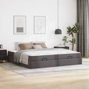 Posteljni okvir z vzmetnico z vzmetnico 2 pcs Siva PVC