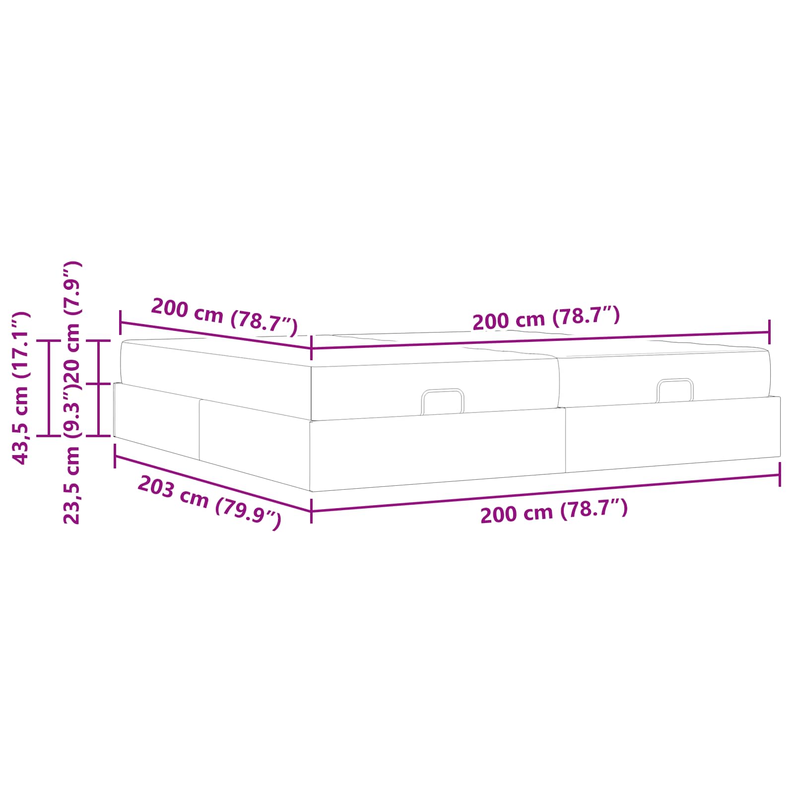 Rám postele s matrací s matrací 2 pcs Šedá PVC - obrázek 13