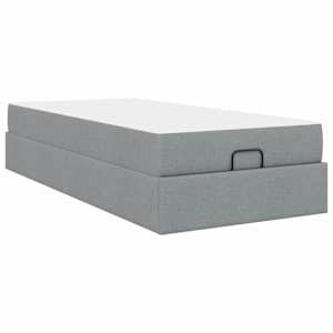 Rám postele s matrací s matrací 2 pcs Světle šedá textil - obrázek 8