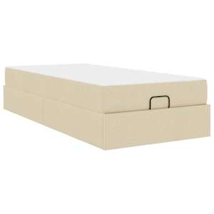 Rám postele s matrací s matrací 2 pcs Krémová textil - obrázek 2