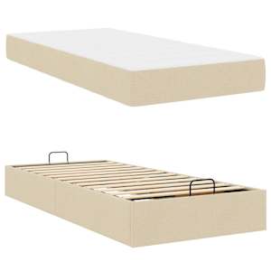 Rám postele s matrací s matrací 2 pcs Krémová textil - obrázek 5