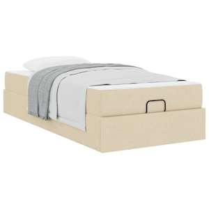 Rám postele s matrací s matrací 2 pcs Krémová textil - obrázek 3