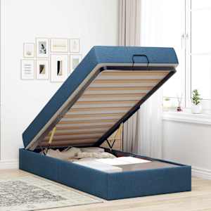 Rám postele s matrací s matrací 2 pcs Modrá textil - obrázek 4
