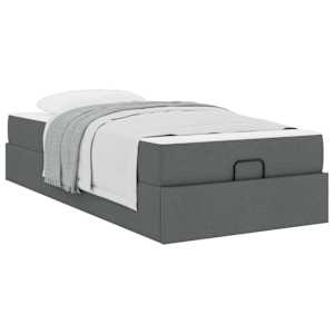 Rám postele s matrací s matrací 2 pcs Tmavě Šedá textil - obrázek 3