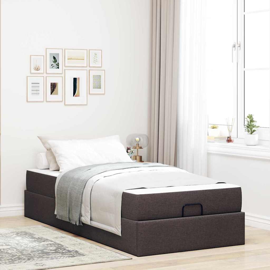 vidaXL Bettgestell mit Matratze Dunkelbraun 90 x 190 cm Stoff