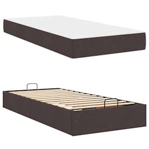 Rám postele s matrací s matrací 2 pcs Žlutohnědá textil - obrázek 5