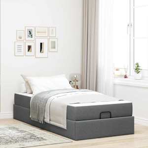 Rám postele s matrací s matrací 2 pcs Tmavě Šedá textil - obrázek 1