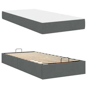 Rám postele s matrací s matrací 2 pcs Tmavě Šedá textil - obrázek 5
