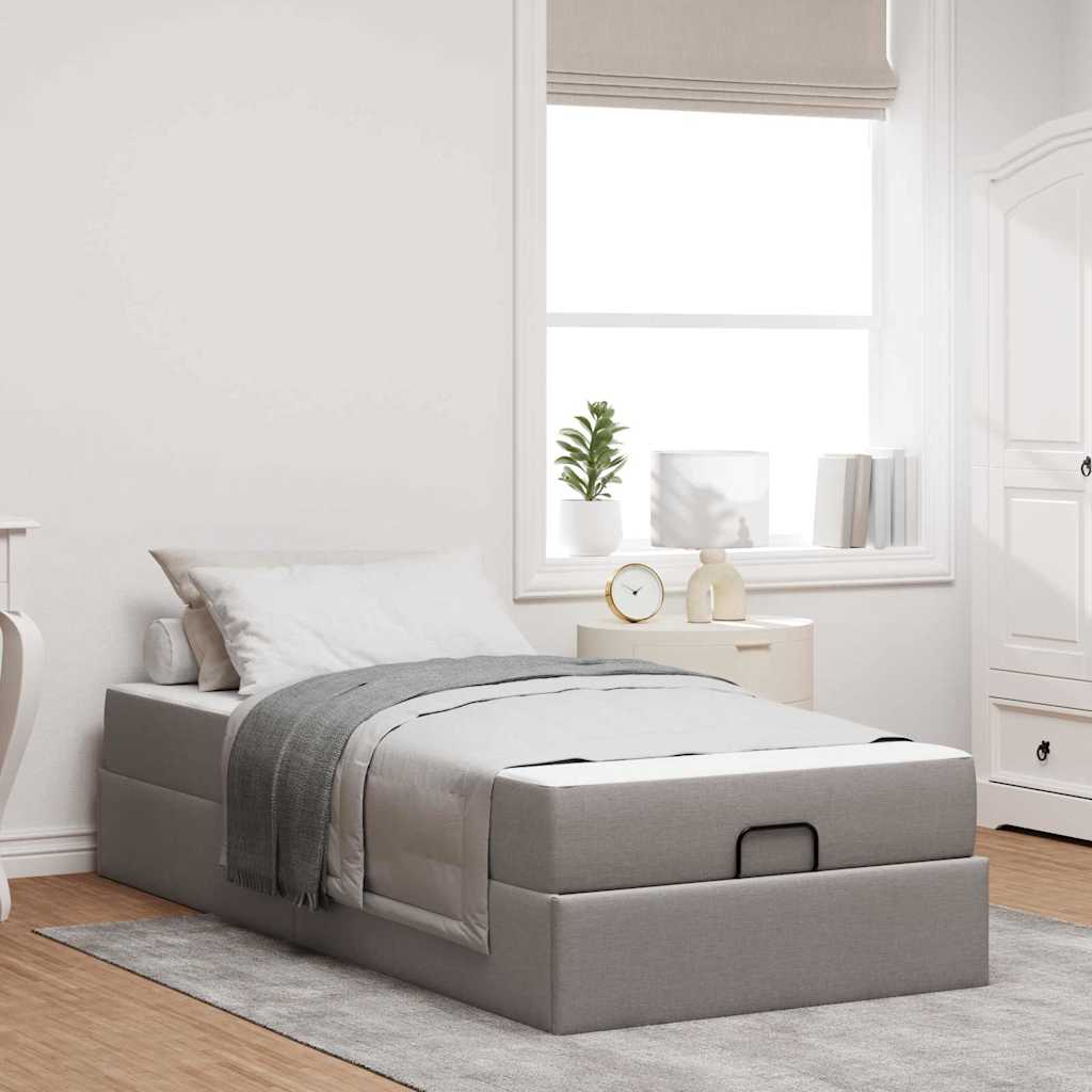 vidaXL Bettgestell mit Matratze Taupe 100 x 200 cm Stoff