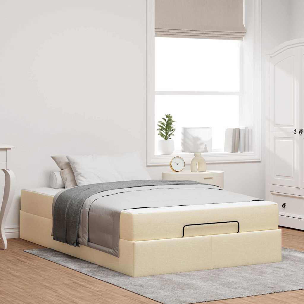 vidaXL Bettgestell mit Matratze Creme 120 x 190 cm Stoff