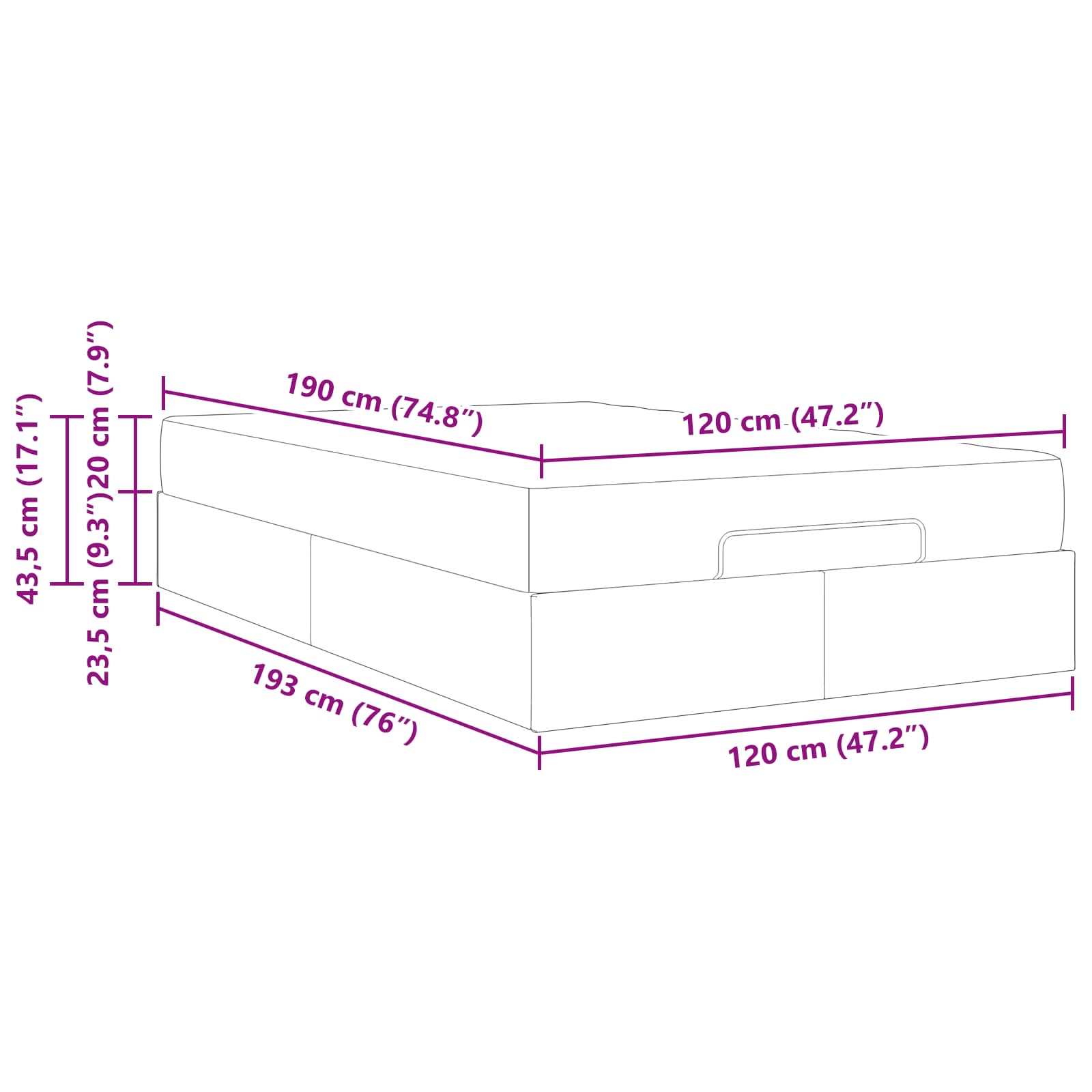 Posteljni okvir z vzmetnico z vzmetnico 2 pcs krema blago - slika 13
