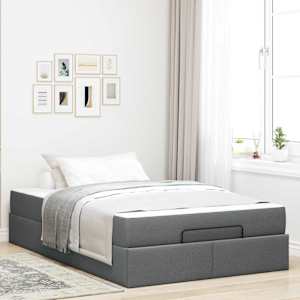Rám postele s matrací s matrací 2 pcs Tmavě Šedá textil - obrázek 1