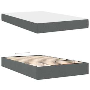 Rám postele s matrací s matrací 2 pcs Tmavě Šedá textil - obrázek 5