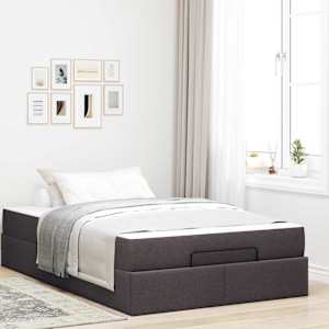 Rám postele s matrací s matrací 2 pcs Žlutohnědá textil