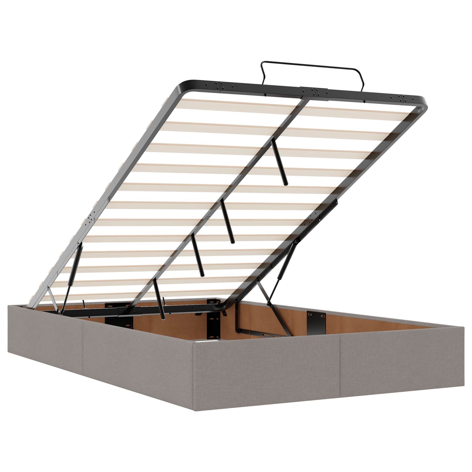 Voodiraam madratsiga madratsiga 2 pcs Pruunikashall kangas 7 Kõik vajalik sinu aeda ja koju! Voodiraam madratsiga madratsiga 2 pcs Pruunikashall kangas - Image 7