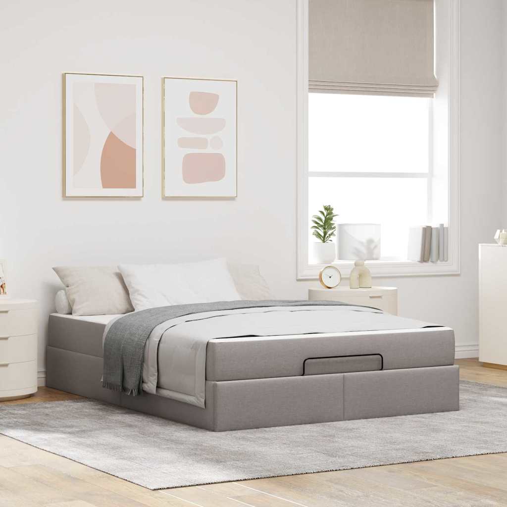 vidaXL Bettgestell mit Matratze Taupe 140 x 190 cm Stoff