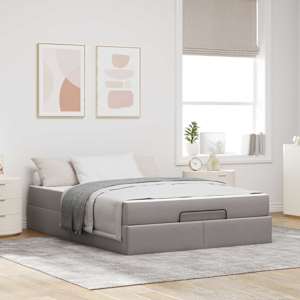 Rám postele s matrací 2 pcs Taupe textil - obrázek 1