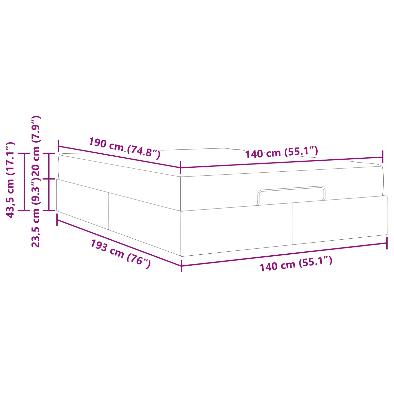 Rám postele s matrací s matrací 2 pcs Krémová textil - obrázek 13