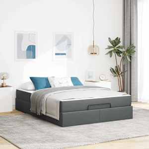 Rám postele s matrací 2 pcs Tmavě Šedá textil - obrázek 1