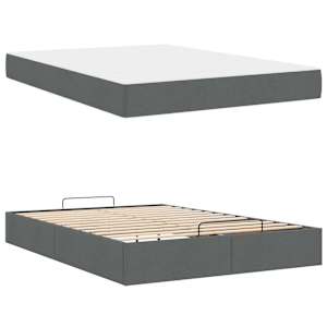 Rám postele s matrací 2 pcs Tmavě Šedá textil - obrázek 5