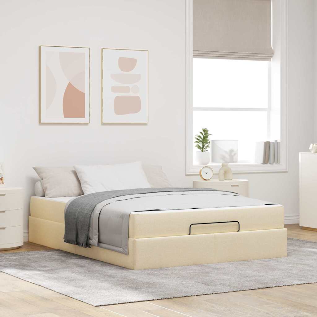 Voodi raam Muu ladustamisega cream 140 x 200 cm kangas