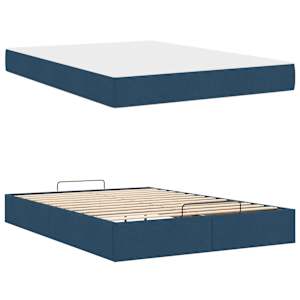 Rám postele s matrací 2 pcs Modrá textil - obrázek 5