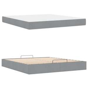 Rám postele s matrací s matrací 2 pcs Světle šedá textil - obrázek 5