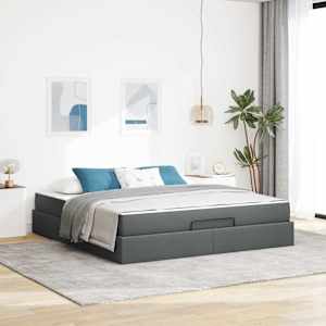 Rám postele s matrací s matrací 2 pcs Tmavě Šedá textil - obrázek 1