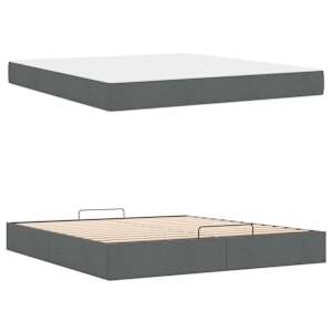 Rám postele s matrací s matrací 2 pcs Tmavě Šedá textil - obrázek 5