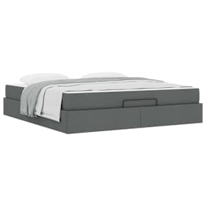 Rám postele s matrací s matrací 2 pcs Tmavě Šedá textil - obrázek 3