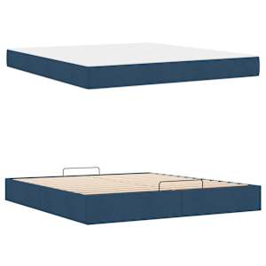 Rám postele s matrací 2 pcs Modrá textil - obrázek 5