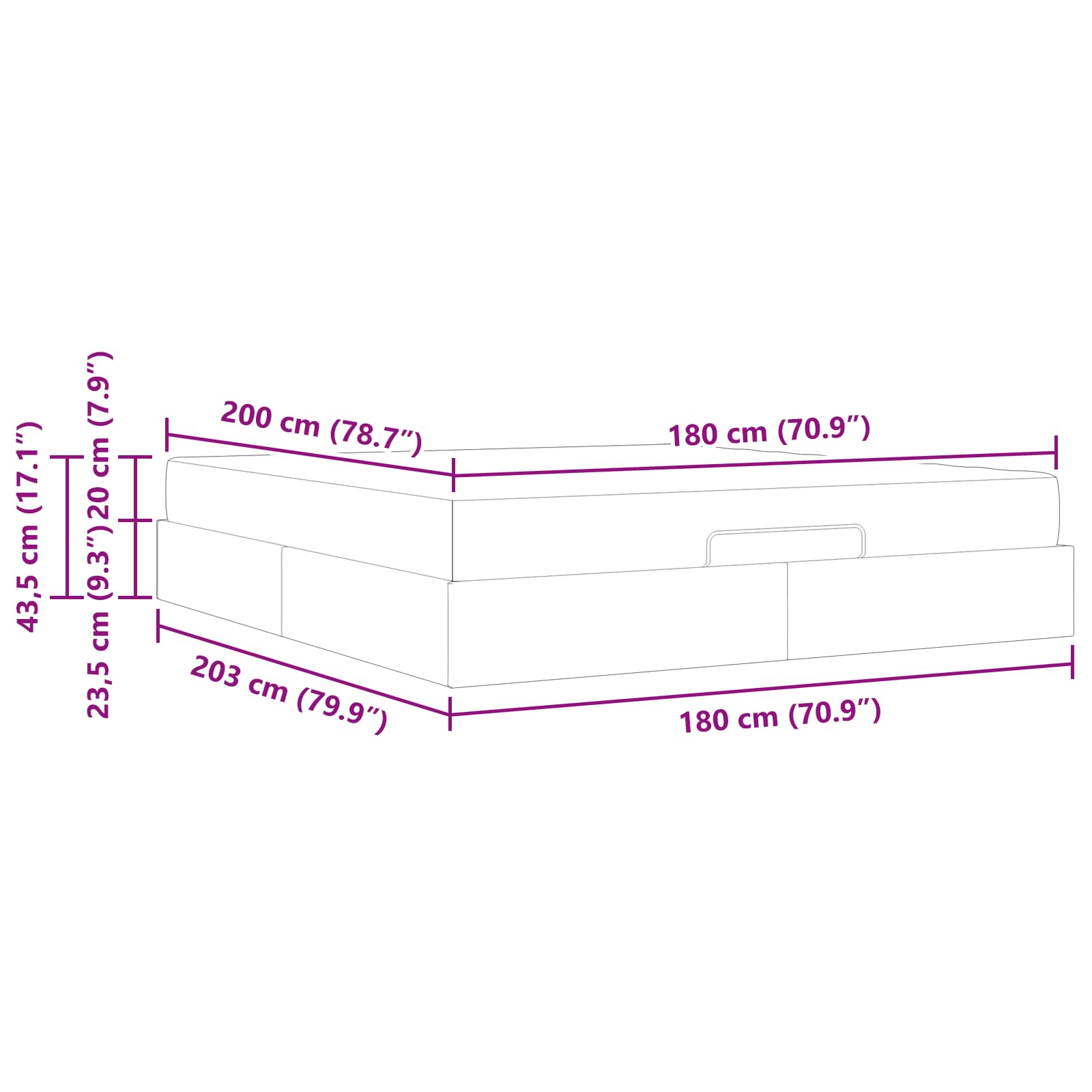 Posteljni okvir z vzmetnico 2 pcs Modra blago - slika 12