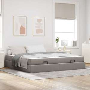 Rám postele s matrací s matrací 2 pcs Taupe textil - obrázek 1