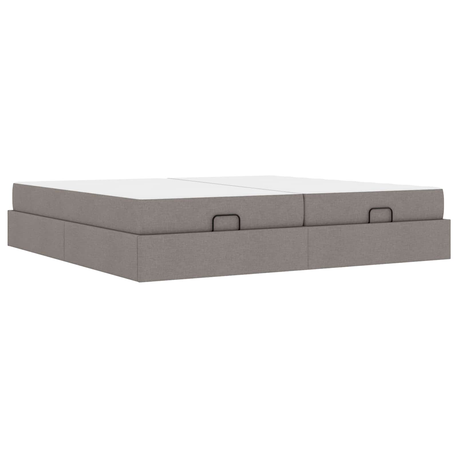 vidaXL Bedframe met matras 2 st Taupe Stof, foto 3