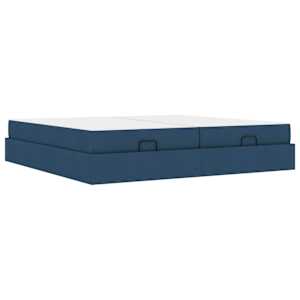 Rám postele s matrací s matrací 2 pcs Modrá textil - obrázek 2