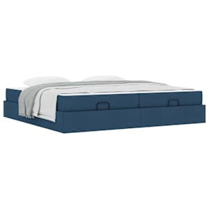 Rám postele s matrací s matrací 2 pcs Modrá textil - obrázek 3