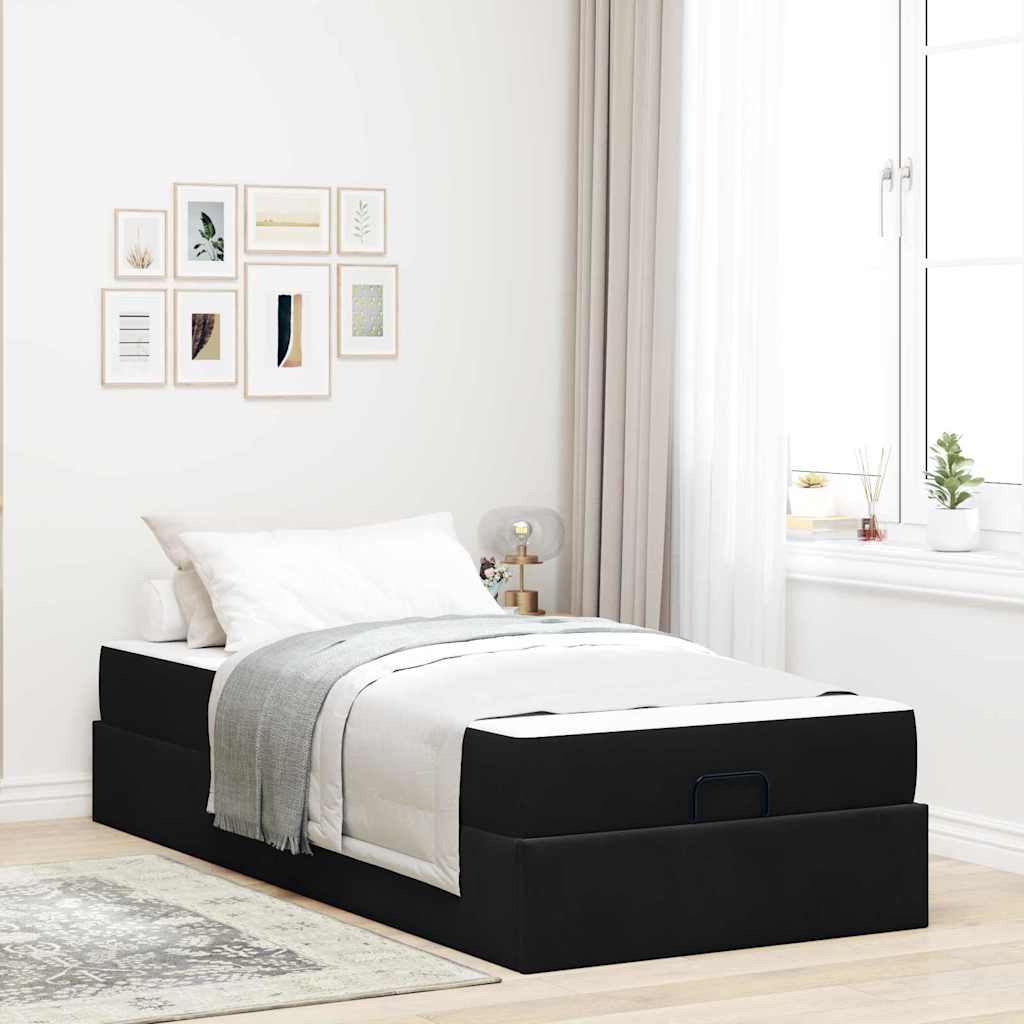 Rám postele s úložiskom Čierna 90 x 200 cm Zamat 3399536