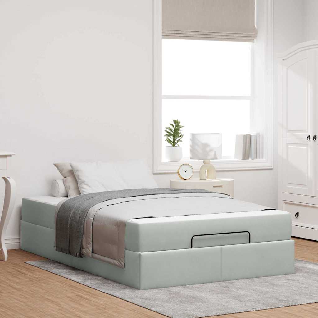 vidaXL Cadru de pat cu saltea Gri deschis 120 x 190 cm Catifea