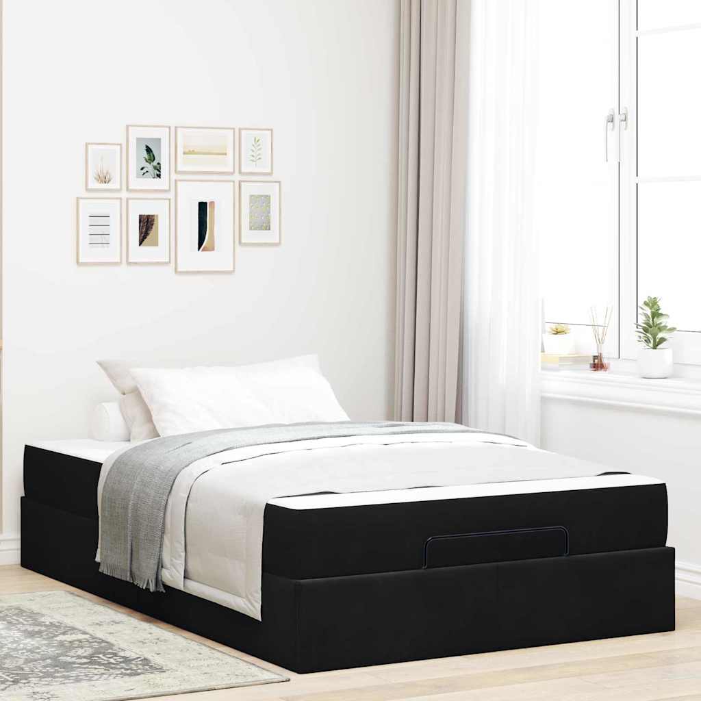 Voodi raam ladustamisega Must 140 x 190 cm Samet