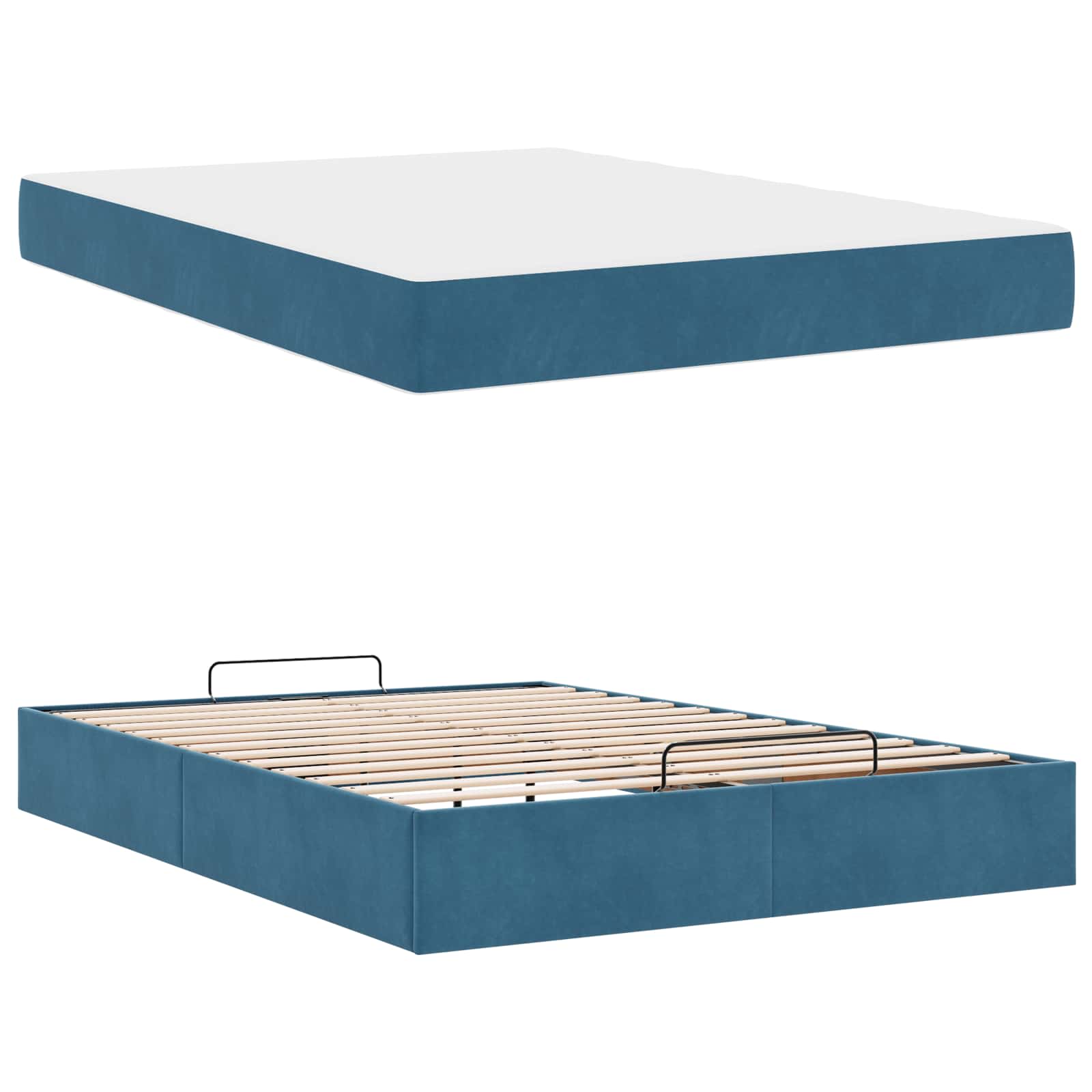 Bedframe Anders Blauw 140 x 200 cm Fluweel | luizaXL | Dé meubelwinkel voor elk interieur Bedframe Anders Blauw 140 x 200 cm Fluweel - Afbeelding 2