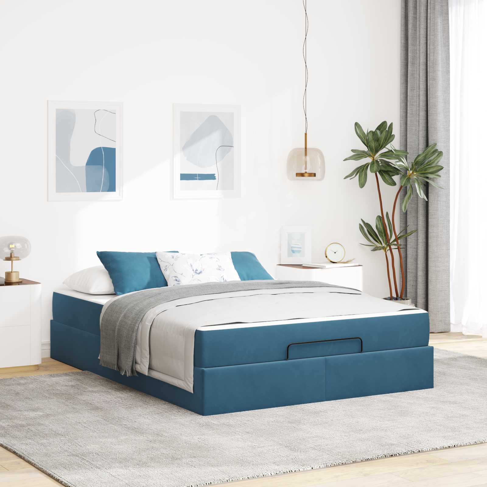 Bedframe Anders Blauw 160 x 200 cm Fluweel