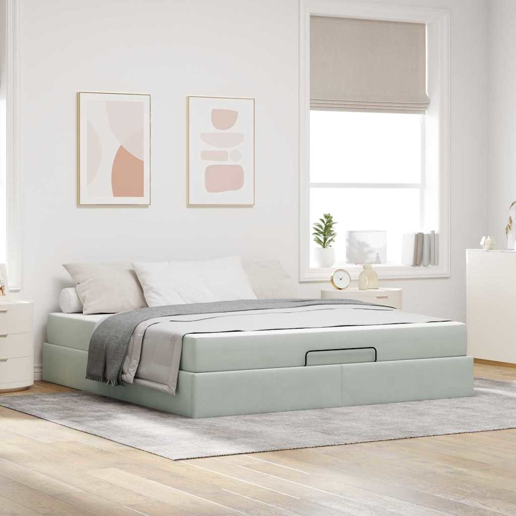 Voodi raam Muu Helehall 180 x 200 cm Samet