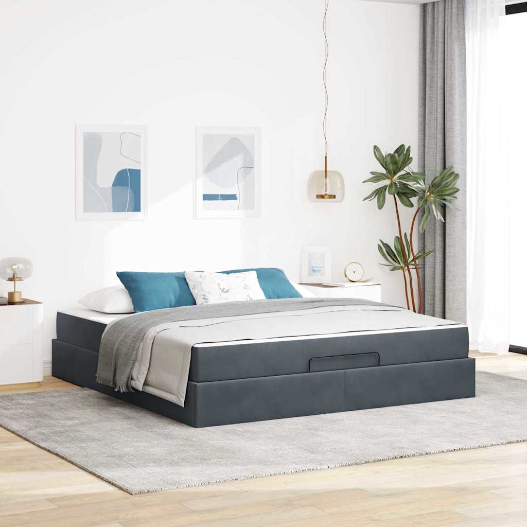Voodi raam Muu Tumehall 180 x 200 cm Samet