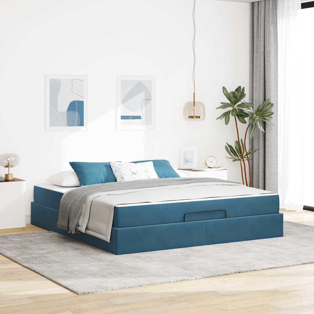 Voodi raam Muu Sinine 180 x 200 cm Samet