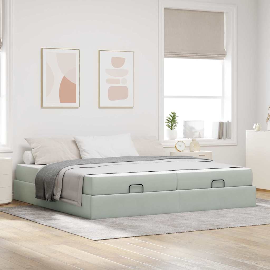 vidaXL Cadru de pat Gri deschis 200 x 200 cm Catifea