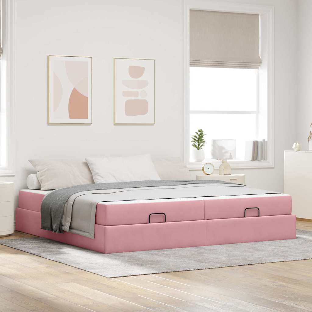 vidaXL Cadru de pat Roz 200 x 200 cm Catifea