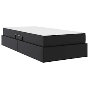 Postel s úložným prostorem a matrací s matrací 2 pcs Černá Kůže - obrázek 4